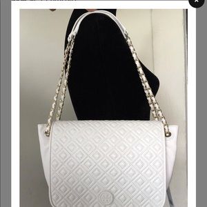 TRADE? Tory Burch Quilted White Leather “Marion”